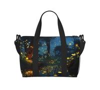 Gym Bags Small Five cute penguins Duffel Bag Overnight Bag with Shoe Compartment Carryon Bag for Men Women, Fireflies, One Size