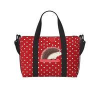Gym Bags Small Five cute penguins Duffel Bag Overnight Bag with Shoe Compartment Carryon Bag for Men Women, Red Polka Dot Hedgehog, One Size