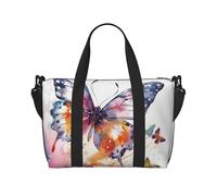 Gym Bags Small Five cute penguins Duffel Bag Overnight Bag with Shoe Compartment Carryon Bag for Men Women, Watercolor Butterfly, One Size
