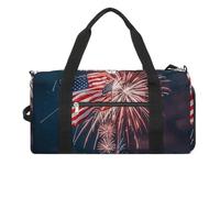 Gym Bags Small Fresh Tropical Lemons Duffel Bag Overnight Bag with Shoe Compartment Carryon Bag for Men Women, Firework American Flag 4Th of Julys, One Size, Art Deco