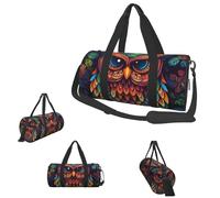 Gym Bags Small Golden Retriever Dog Duffel Bag Overnight Bag with Shoe Compartment Carryon Bag for Men Women, Color Owl Pattern, One Size