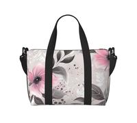 Gym Bags Small Golden retriever Duffel Bag Overnight Bag with Shoe Compartment Carryon Bag for Men Women, Flowers And Leaves On Gray, One Size