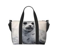 Gym Bags Small Golden retriever Duffel Bag Overnight Bag with Shoe Compartment Carryon Bag for Men Women, Harp Seal Painting, One Size