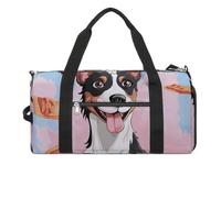 Gym Bags Small Happy Bluebirds Duffel Bag Overnight Bag with Shoe Compartment Carryon Bag for Men Women, Rat terrier dog, One Size, Art Deco