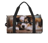 Gym Bags Small Happy Bluebirds Duffel Bag Overnight Bag with Shoe Compartment Carryon Bag for Men Women, Papillon lying on tummy, One Size, Art Deco