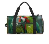 Gym Bags Small Husky Duffel Bag Overnight Bag with Shoe Compartment Carryon Bag for Men Women, Two parrots love each other, One Size, Art Deco
