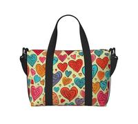 Gym Bags Small Monarch butterflies Duffel Bag Overnight Bag with Shoe Compartment Carryon Bag for Men Women, Colorful Heart Pattern, One Size