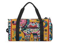 Gym Bags Small Oil Cute Schnauzer Dogs Duffel Bag Overnight Bag with Shoe Compartment Carryon Bag for Men Women, Mexican Otomi Animal, One Size, Art Deco