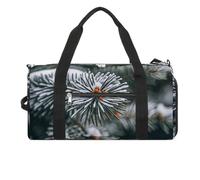 Gym Bags Small Oil Cute Schnauzer Dogs Duffel Bag Overnight Bag with Shoe Compartment Carryon Bag for Men Women, pine needle tree Winter, One Size, Art Deco