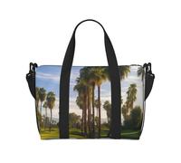 Gym Bags Small Pansy Perfection Duffel Bag Overnight Bag with Shoe Compartment Carryon Bag for Men Women, Palm Tree Golf Course, One Size