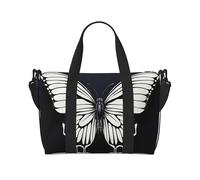 Gym Bags Small Pansy Perfection Duffel Bag Overnight Bag with Shoe Compartment Carryon Bag for Men Women, A Black And White Butterfly, One Size