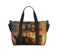 Gym Bags Small Pansy Perfection Duffel Bag Overnight Bag with Shoe Compartment Carryon Bag for Men Women, Fantasy Pirate Ship, One Size