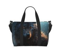 Gym Bags Small Pansy Perfection Duffel Bag Overnight Bag with Shoe Compartment Carryon Bag for Men Women, Fantasy Wolf, One Size