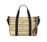 Gym Bags Small Peony Flowers Rose Duffel Bag Overnight Bag with Shoe Compartment Carryon Bag for Men Women, Music Notes On Old Paper, One Size