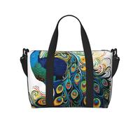 Gym Bags Small Peony Flowers Rose Duffel Bag Overnight Bag with Shoe Compartment Carryon Bag for Men Women, Peacock Pattern, One Size