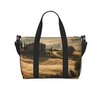 Gym Bags Small Purple butterfly and flowers Duffel Bag Overnight Bag with Shoe Compartment Carryon Bag for Men Women, Tuscany Landscape, One Size