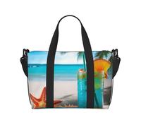 Gym Bags Small Purple Morning Glory Duffel Bag Overnight Bag with Shoe Compartment Carryon Bag for Men Women, Tropical Cocktail With Starfish, One Size