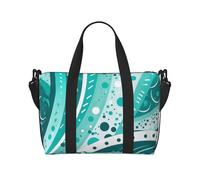 Gym Bags Small Purple Morning Glory Duffel Bag Overnight Bag with Shoe Compartment Carryon Bag for Men Women, Turquoise And White Circle, One Size