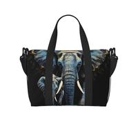 Gym Bags Small Purple Morning Glory Duffel Bag Overnight Bag with Shoe Compartment Carryon Bag for Men Women, Two Elephants, One Size