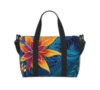 Gym Bags Small Purple Morning Glory Duffel Bag Overnight Bag with Shoe Compartment Carryon Bag for Men Women, Tropical Leaves Pattern, One Size