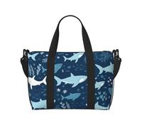 Gym Bags Small Purple Morning Glory Duffel Bag Overnight Bag with Shoe Compartment Carryon Bag for Men Women, Sharks, One Size