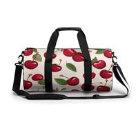 Gym Bags Small Red Cherry Pattern Duffel Bag Overnight Bag with Shoe Compartment Carryon Bag for Men Women, Red cherry pattern, 17.7in/9in/9in, Art Deco
