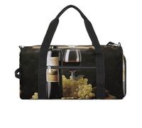 Gym Bags Small Red Cherry Pattern Duffel Bag Overnight Bag with Shoe Compartment Carryon Bag for Men Women, Red Wine, One Size, Art Deco