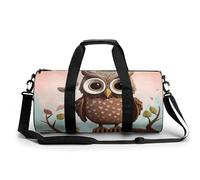 Gym Bags Small Red Cherry Pattern Duffel Bag Overnight Bag with Shoe Compartment Carryon Bag for Men Women, Owl Lover, 17.7in/9in/9in, Art Deco