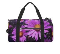 Gym Bags Small Red Cherry Pattern Duffel Bag Overnight Bag with Shoe Compartment Carryon Bag for Men Women, Summer Purple Flower, One Size, Art Deco