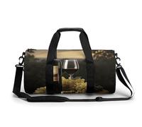 Gym Bags Small Red Cherry Pattern Duffel Bag Overnight Bag with Shoe Compartment Carryon Bag for Men Women, Red Wine, 17.7in/9in/9in, Art Deco