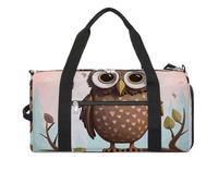Gym Bags Small Red Cherry Pattern Duffel Bag Overnight Bag with Shoe Compartment Carryon Bag for Men Women, Owl Lover, One Size, Art Deco