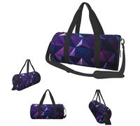 Gym Bags Small Soybean Field Duffel Bag Overnight Bag with Shoe Compartment Carryon Bag for Men Women, Purple Geometric, One Size