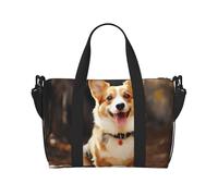 Gym Bags Small Squirrel Just Laying Duffel Bag Overnight Bag with Shoe Compartment Carryon Bag for Men Women, Corgi Dog, One Size