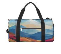 Gym Bags Small Warm Cat Duffel Bag Overnight Bag with Shoe Compartment Carryon Bag for Men Women, Windmill Flat Illustration, One Size, Art Deco