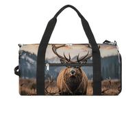 Gym Bags Small Wildlife Deer Bear Elk Duffel Bag Overnight Bag with Shoe Compartment Carryon Bag for Men Women, Wildlife Hunting Deer Bear Elk, One Size, Art Deco