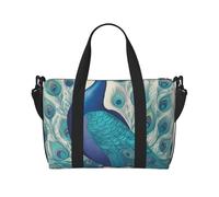 Gym Bags Small Woodland raccoon animals Duffel Bag Overnight Bag with Shoe Compartment Carryon Bag for Men Women, Cute Peacock, One Size