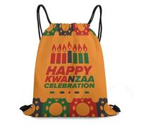 Gym Bagstring Backpack For Outdoor Women Swim 36X42Cm Durable Portable Bags Happy Kwanzaa African American Heritage Festival