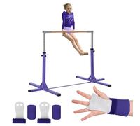 Gym Bar® Children's Gymnastics Bar Purple | 13 Levels Adjustable from 90 to 150 cm | Steel and Solid Beech Wood | Protection Kit Included | Indoor Outdoor Use | Sport Equipment | Aerobik