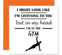Gym Birthday Card for Men Women - In my Head - Happy Birthday Card for Husband Nan Auntie Uncle, 145mm Bday Greeting Cards