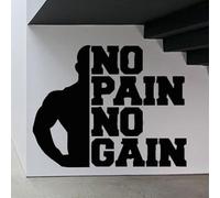 Gym Bodybuilding Vinyl Sticker No Pain No Gain Quote Decal Training Motivation Wallpaper Murals Waterproof Decor 146x114cm
