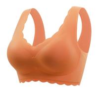 Gym Bras Women-Bralette Women'S Comfortable And Sexy Transparent Shoulder Strap Cordless Backless Spongeless With Convertible Shoulder Straps (Orange, M)