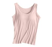 Gym Built in Bra Tank Top for Women Fashion Spring Running Solid Sleeveless Basic Shirts Sports Athletic with Built in Bras Y2K Trendy Workout Tank Tops Scoop Neck Wirefree Summer Beige