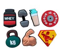 Gym Clog Charms Dumbell Shoe Clip Accessories Lift Barbell Whey Protein Shake BodyBuilder Plate Man Womeon (Gym 7 Pack)