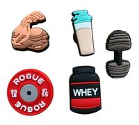 Gym Clog Charms Dumbell Shoe Clip Accessories Lift Barbell Whey Protein Shake BodyBuilder Plate Man Womeon (Gym 5 Pack)