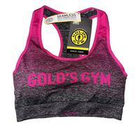 GYM Crop Top Women's Workout Size UK 6-8 XS-S Padded Bra Seamless Pink Grey