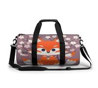Gym Duffel Bag for Women and Men Fox Cherry Blossom Print Carryon Gymbag Workout Lightweight Duffel Bags for Travel Sports