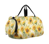 Gym Duffel Bag with Shoes Compartment Large Capacity Carry On Overnight Bag for Travel, Swimming, Dance, Ballet Ukraine Sunflower Beauty Summer Flowers