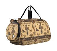 Gym Duffel Bag with Shoes Compartment Lightweight Sport Gym Tote Bags for Boys and Girls Western Cowboy Dream Catcherss Hats Vast Desert