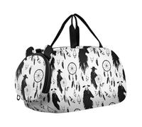Gym Duffel Bag with Shoes Compartment Lightweight Weekender Overnight Duffel Bag for Boys and Girls Western Cowboy Dream Catchers Wolf Skulls