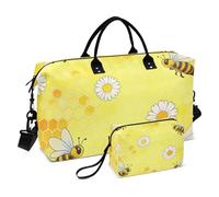 Gym Duffel Set Large Bag & Mini pouching Ultrasonic Quilted Toiletry pouching Versatile Short Journey Bee Hive